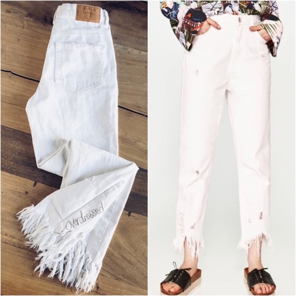 white fray jeans
